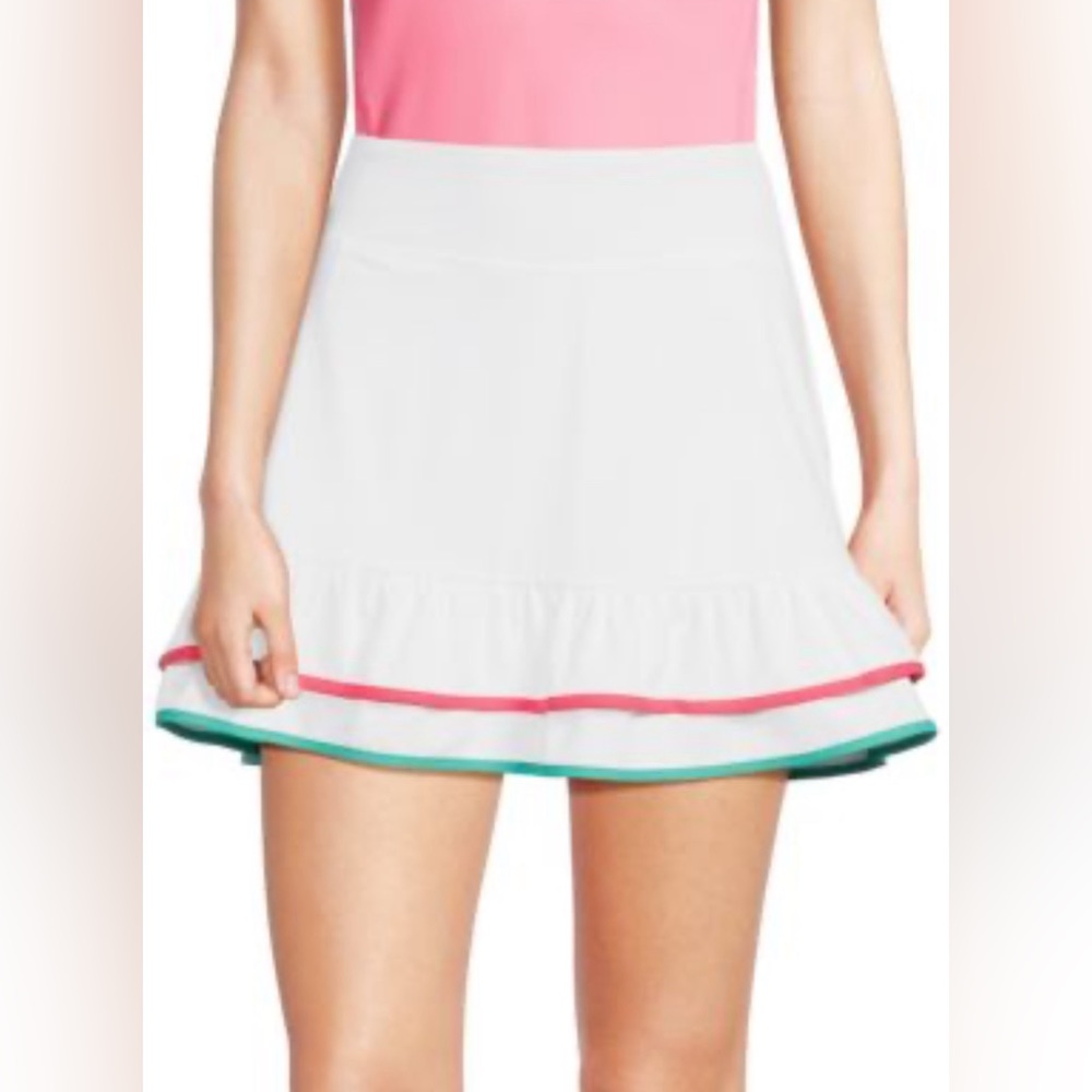 X by Gottex White Striped Golf Skort | L